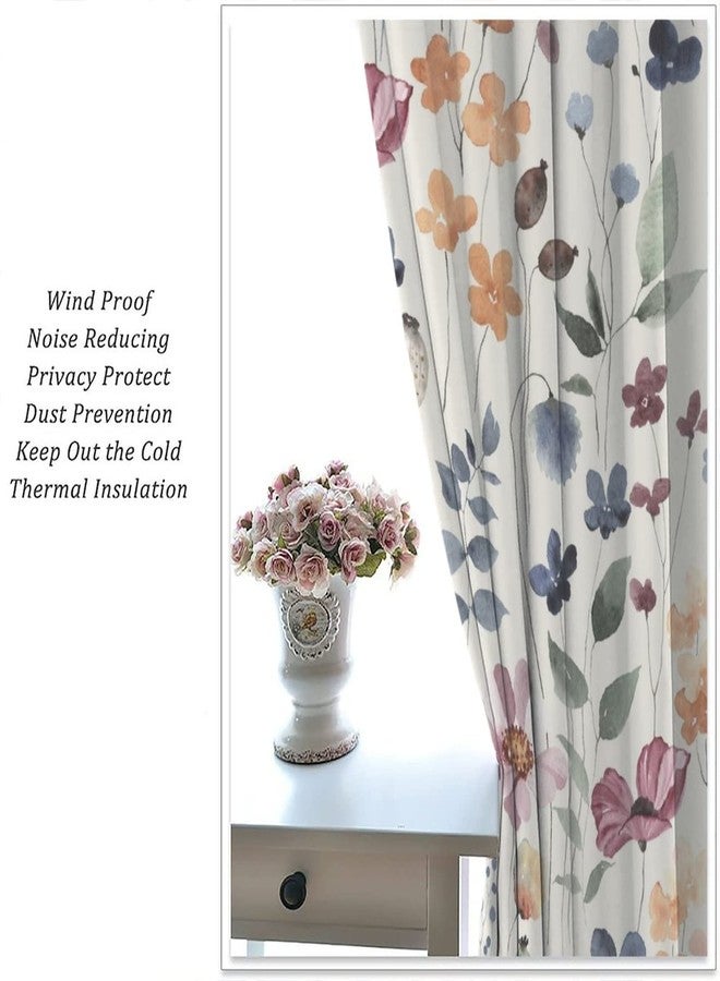 AuiMzoo Watercolor Floral Curtains, Spring Colorful Vintage Floral Nature Pattern for Bedroom Living Room Blackout Noise Reduction Curtains, Set of 2 Panels,42X45 Inch - Image 4
